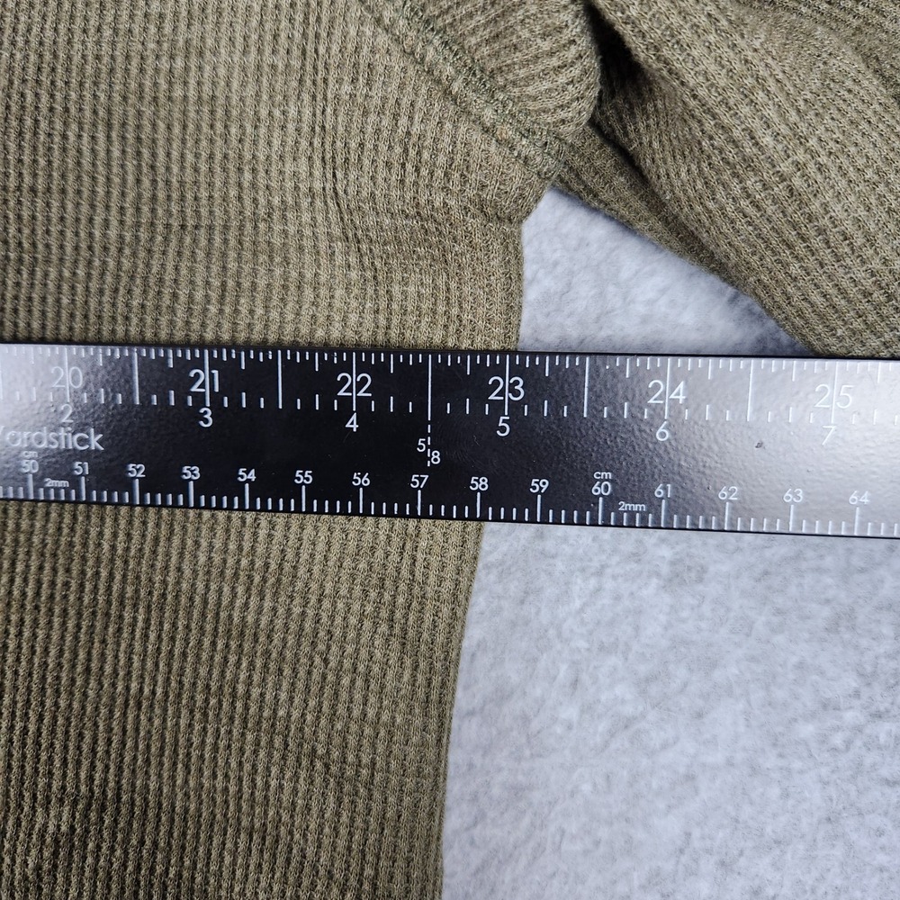 Falls Creek Henley Sweatshirt Mens L Olive Green Waffle Knit Sherpa Lined Rugged - Picture 4 of 8